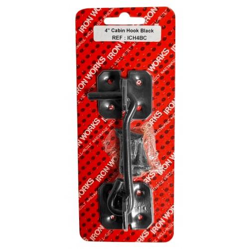 Iron Works 4'' Cabin Hooks Black 1 Per Pack Iron Works 4'' Cabin Hooks Black 1 Per Pack